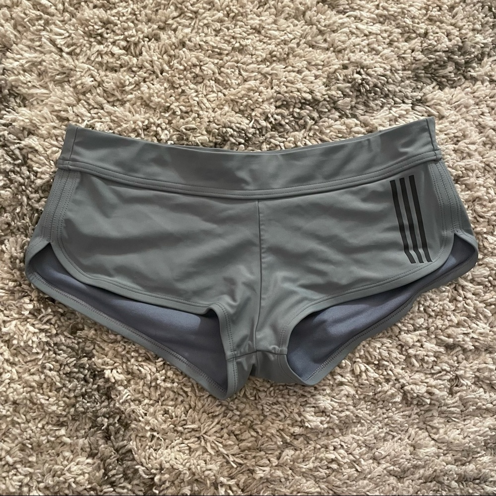 Women's Gray Swim Shorts with Black Stripes